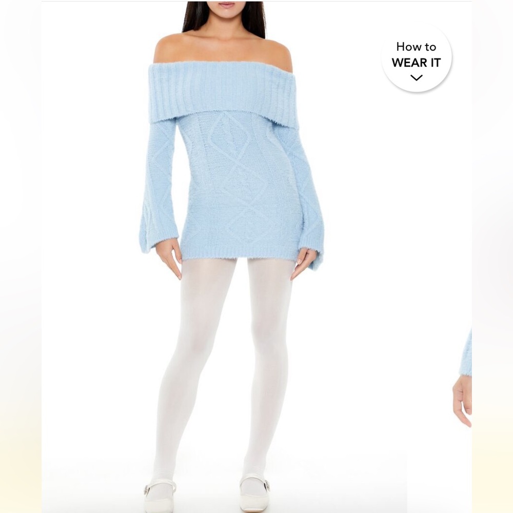 Off-the-Shoulder Mini
Sweater Dress